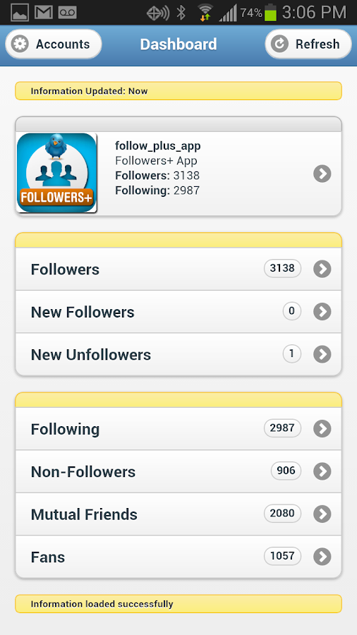 Followers+ for Twitter - screenshot