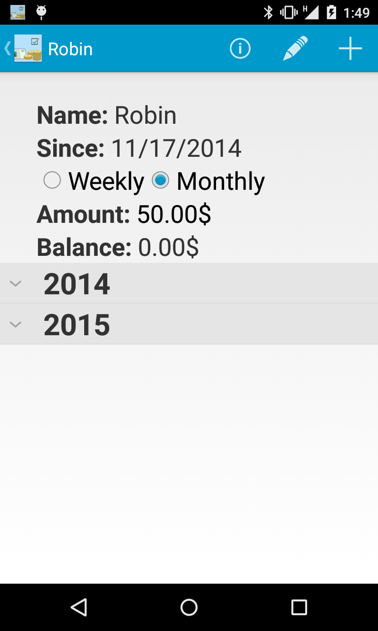 Android application Pocket Money screenshort