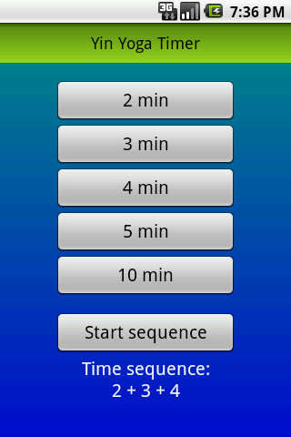 Yin Yoga Timer Screen 2