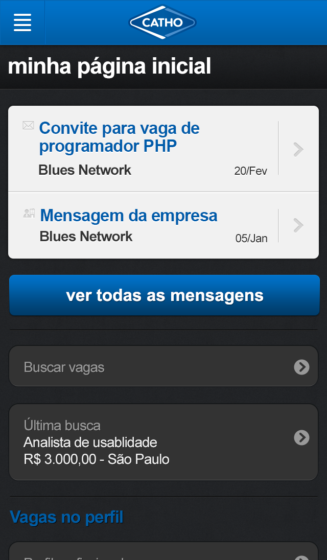 Vagas de Emprego - Catho Screen 1