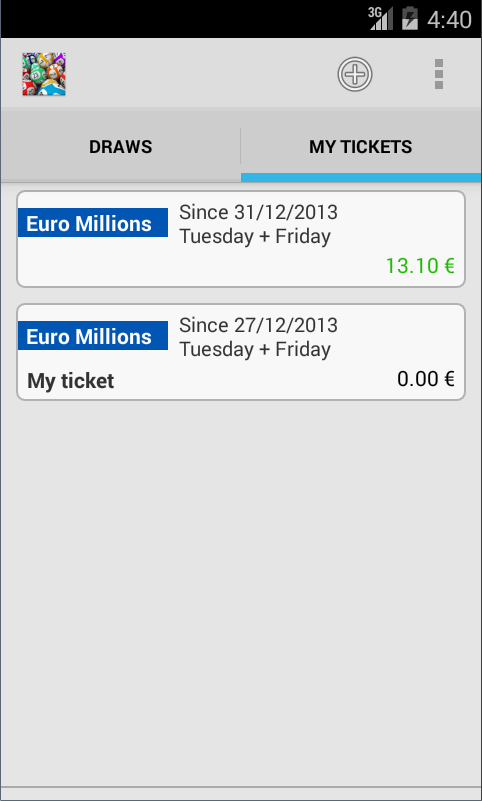 Result for EuroMillions Lotto Screen 2