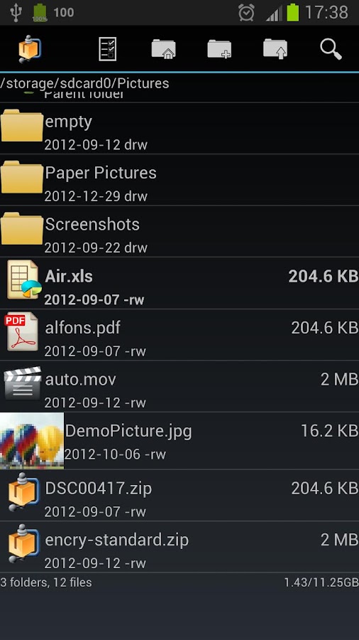 AndroZip File Manager Android