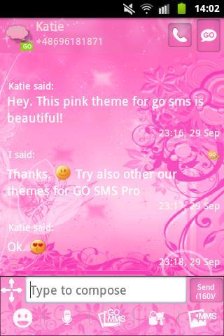 【免費個人化App】GO SMS Pro Pink Flowers Buy-APP點子