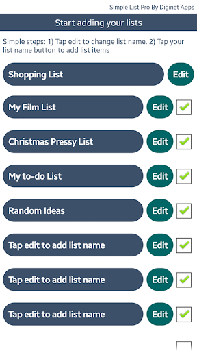 Easy Lists Notes