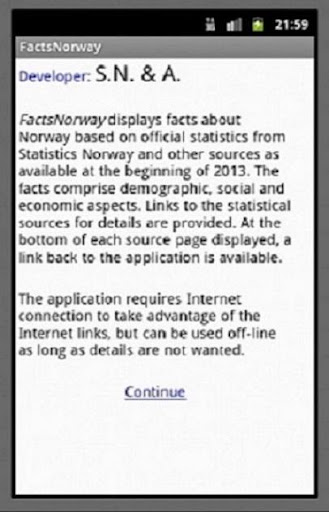 Statistical Facts for Norway