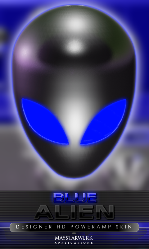 Android application poweramp skin alien blue screenshort