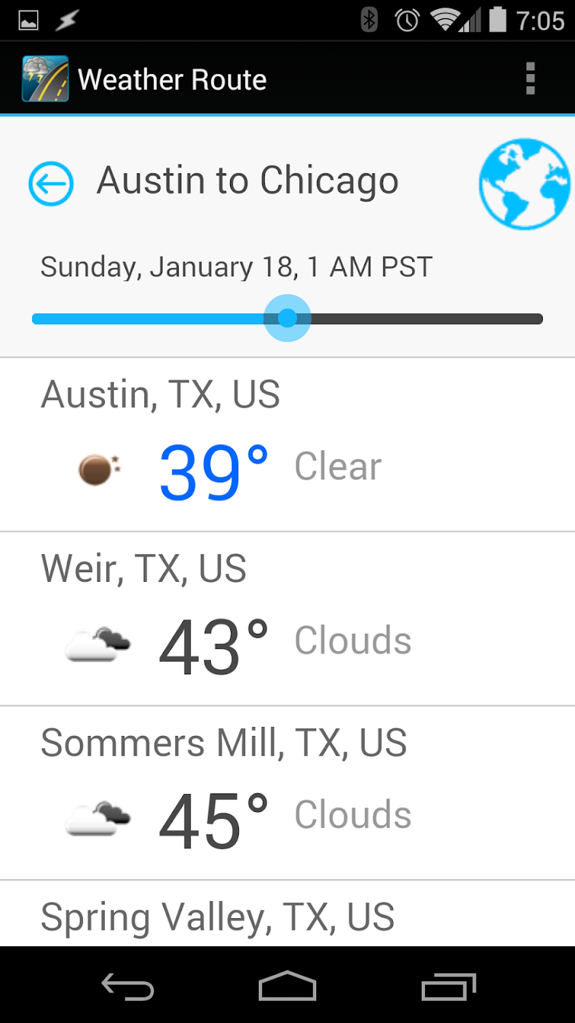 Weather Route Screen 2