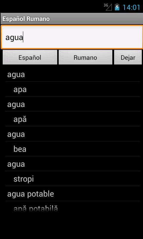 Spanish Romanian Dictionary Screen 2