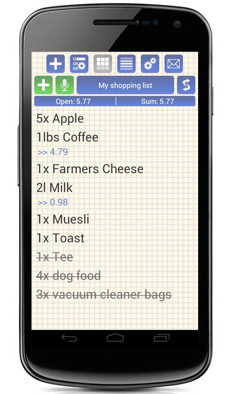 Shopping Grocery List + Widget Screen 3