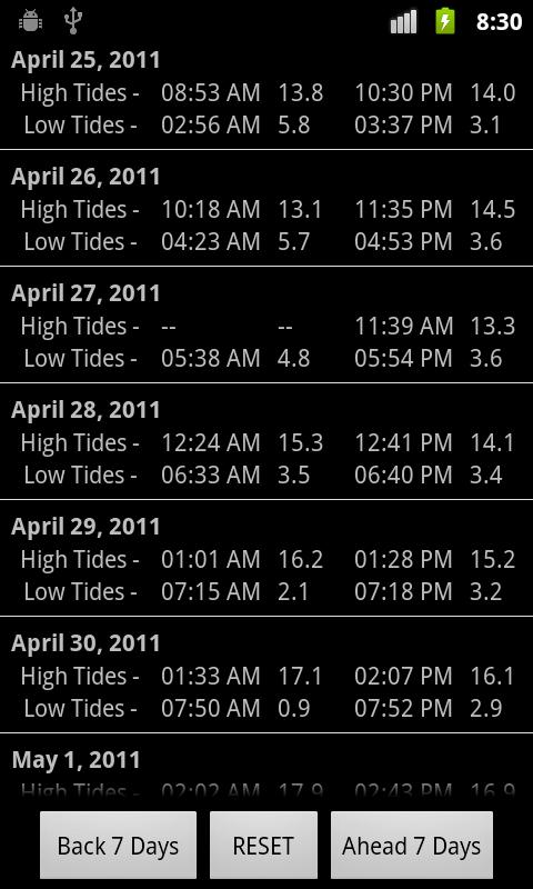 Homer Tide Tables Screen 2