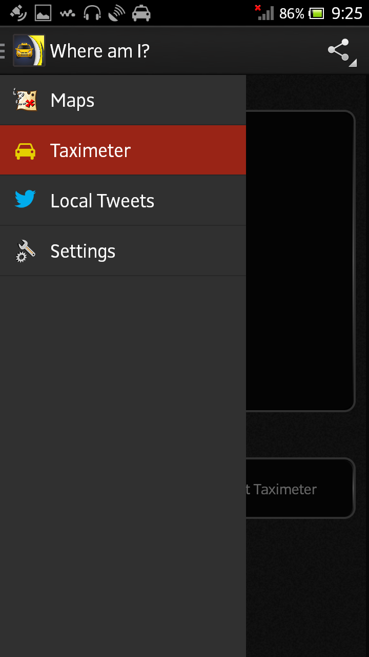 Android application Taximeter - Where am I? screenshort