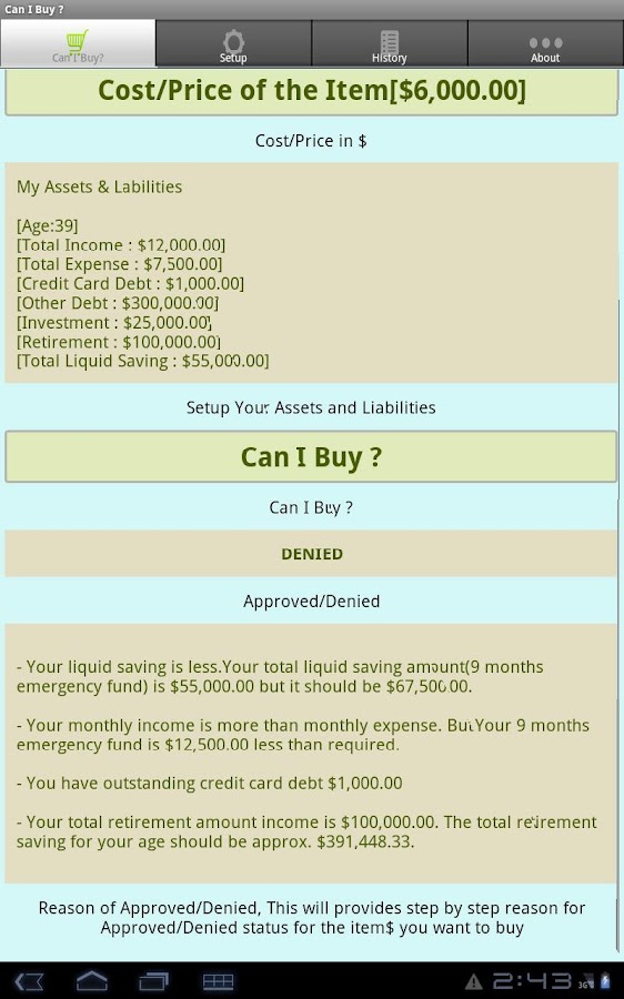 Can I Buy ? Screen 3
