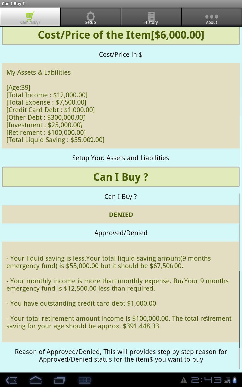 Can I Buy ? Screen 1