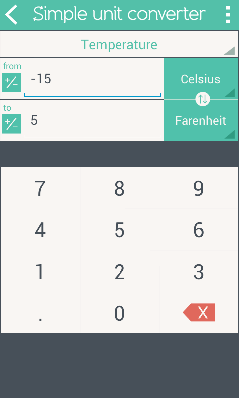 Simple Unit Converter Screen 3