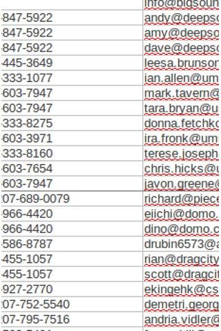 Record Label Contacts Screen 1