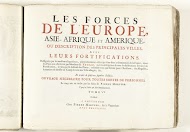 Titelpagina voor het zesde deel van het prentwerk: Les Forces de l'Europe, Asie, Afrique et Amerique, ca. 1702
