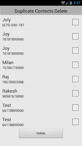 Duplicate Contacts Delete