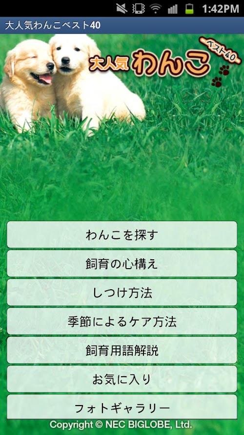 Android application 大人気わんこベスト４０ screenshort