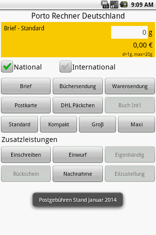Germany Postage Calculator