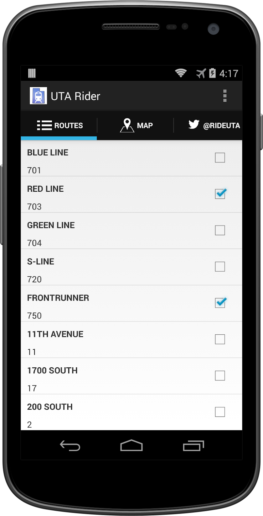 UTA Rider Screen 2