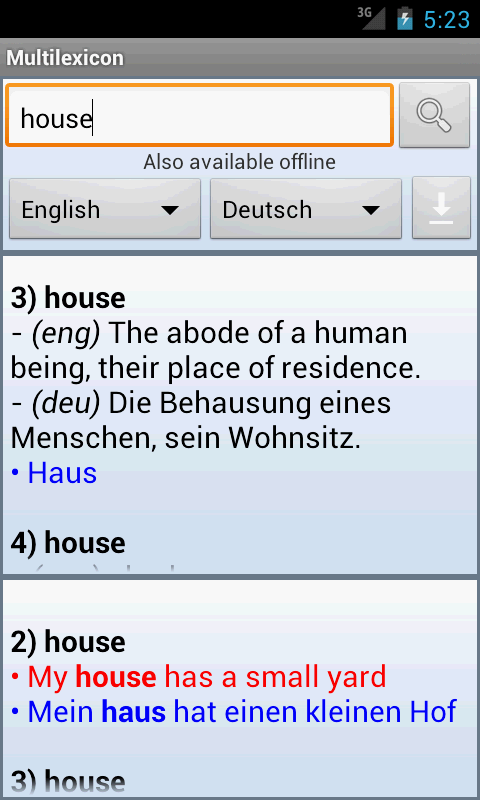   Multilexicon- หน้าจอ 