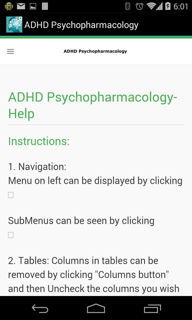 ADHD Psychopharmacology Screen 1