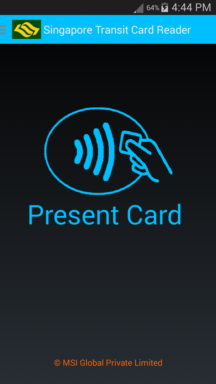 Singapore Transit Card Reader Screen 1