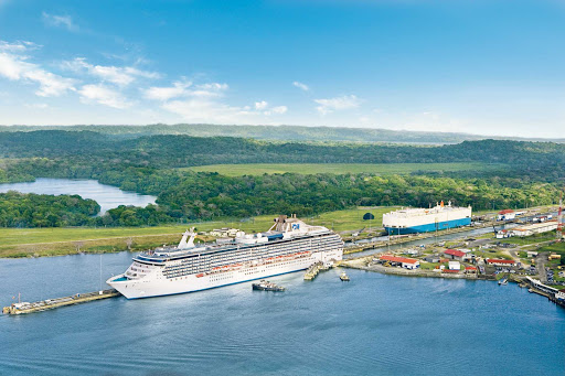 Coral-Princess-traverses-Panama-Canal-3 - Coral Princess is one two Princess ships specially built to scoot through the Panama Canal to Alaska.