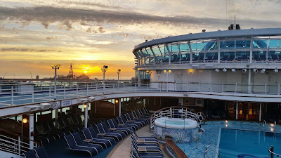 The morning sunrise above the Lido Deck on Emerald Princess.