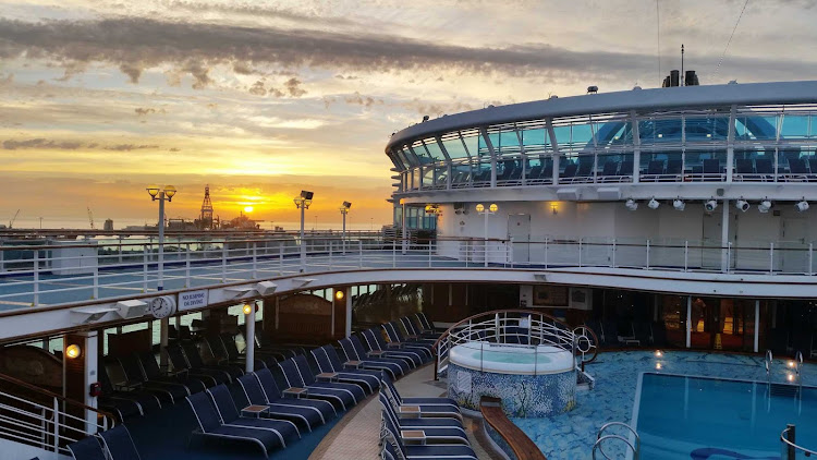 The morning sunrise above the Lido Deck on Emerald Princess.