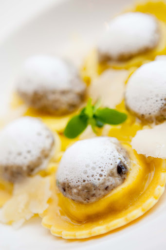 Ravioli becomes a work of art at Prego on board Crystal Cruises.