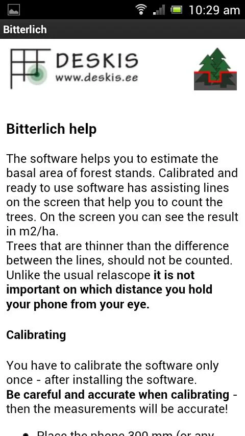   Bitterlich relascope: captura de pantalla 
