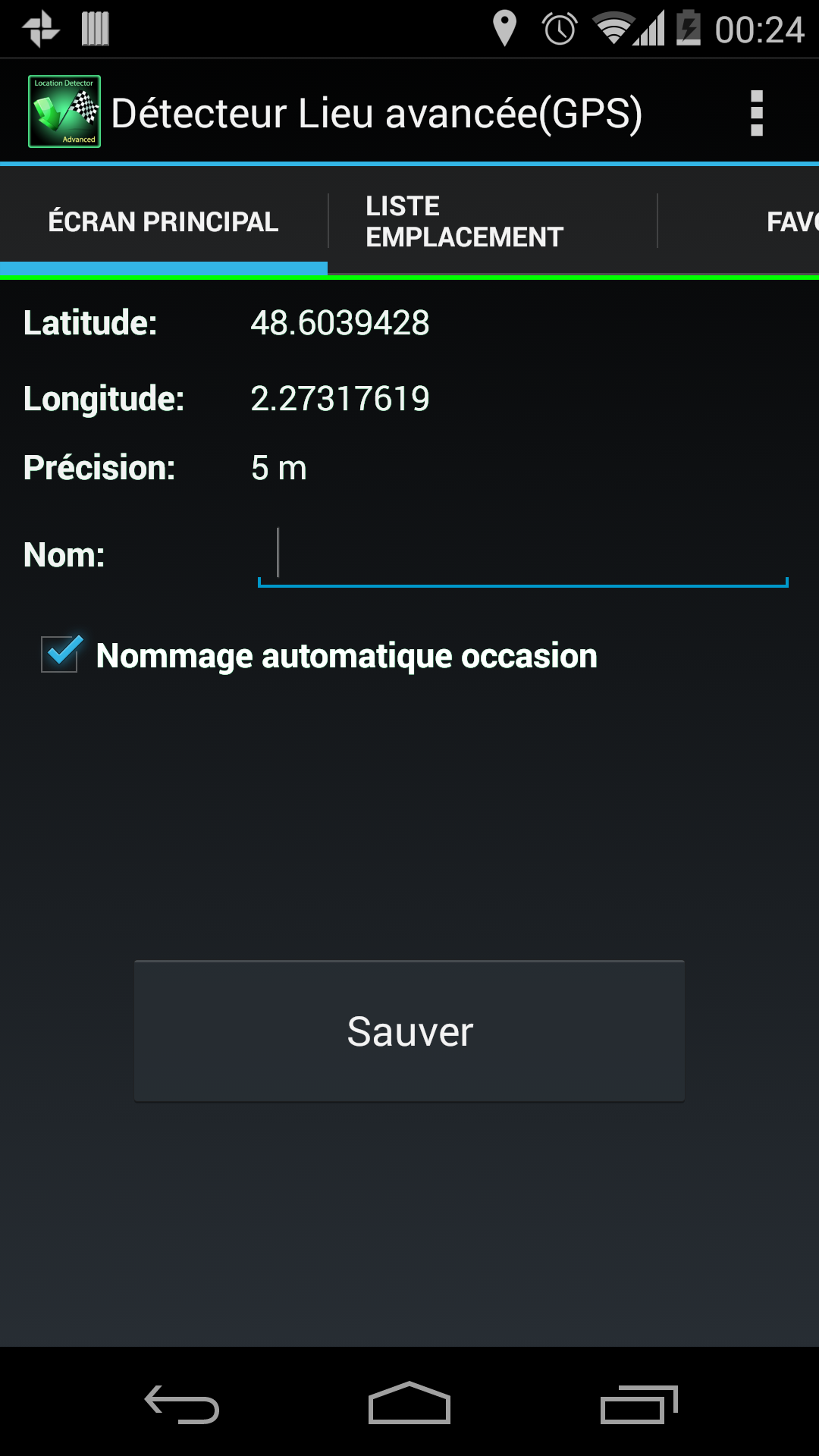 Android application AdvancedLocationDetector (GPS) screenshort