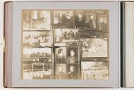 Compositie van vijftien foto's van personen aan de Keizerlijke Militair-Medische Academie, gecombineerd met decoratie van medische instrumenten