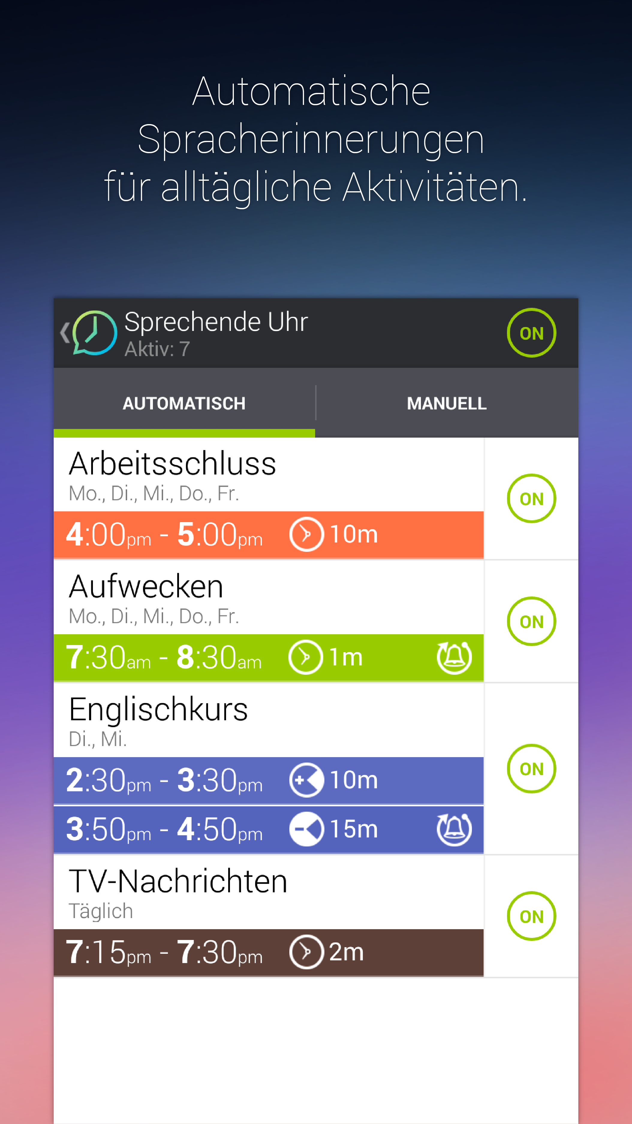 Android application Talking Clock & Timer Pro screenshort