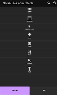 Android application Shortcuts+ After Effects screenshot