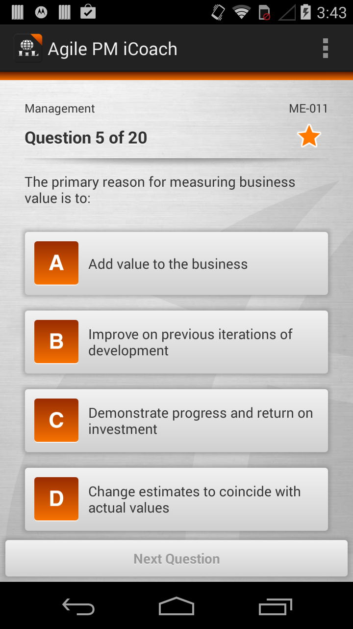 Android application IIL Agile PM iCoach screenshort