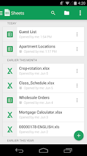 Google Spreadsheets screenshot
