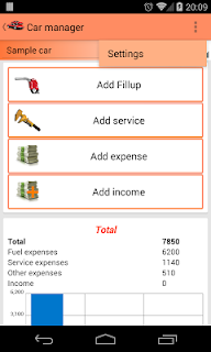 Car manager (mileage,expenses) screenshot