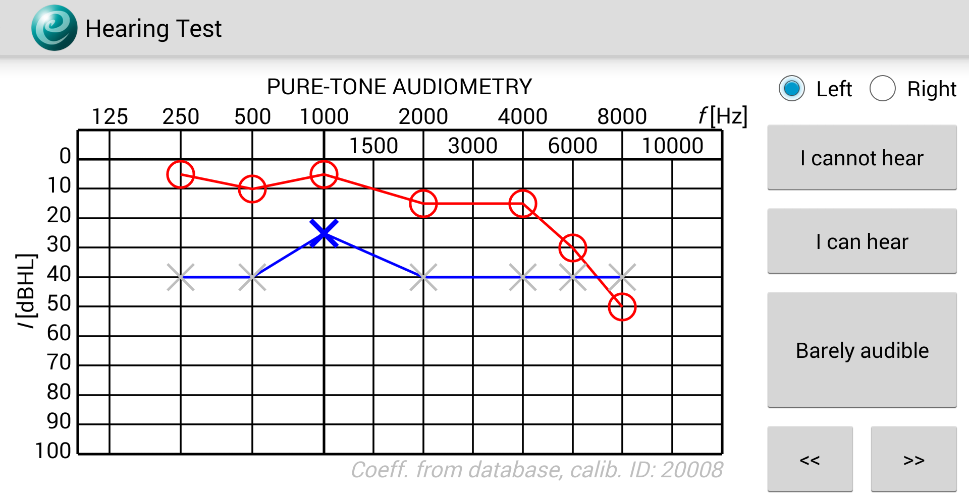 Android application Hearing Test screenshort
