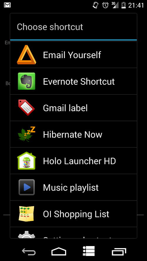 Android application Email Yourself screenshort