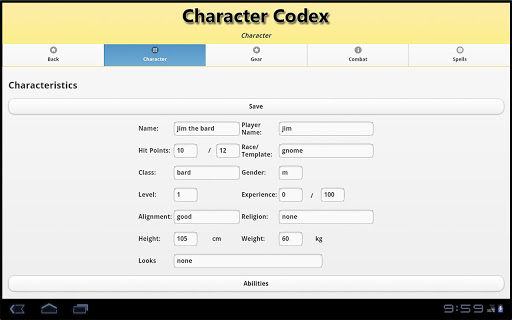 Character Codex