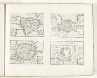 Plattegronden van Gent, Aalst, Brugge en Oostende, ca. 1702