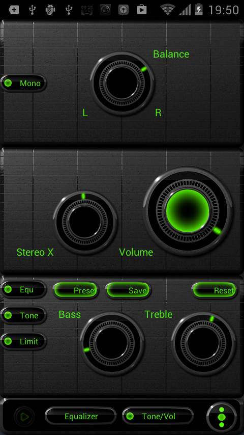 Poweramp skin Neon Green Screen 2