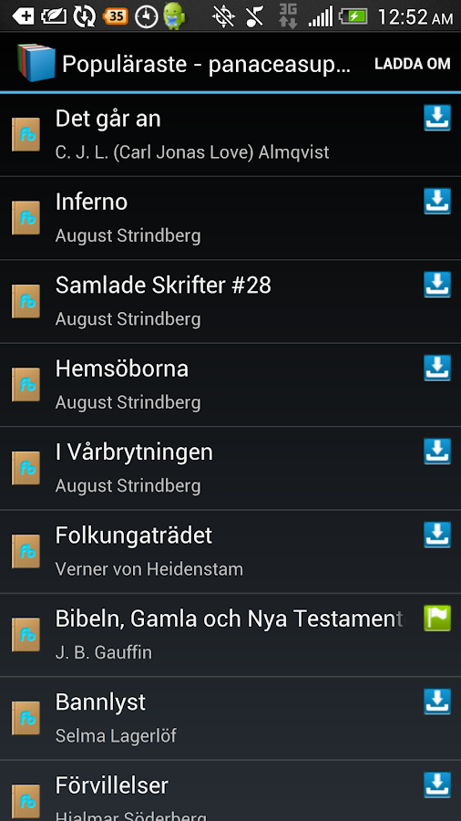   Fria böcker på svenska– skärmdump 