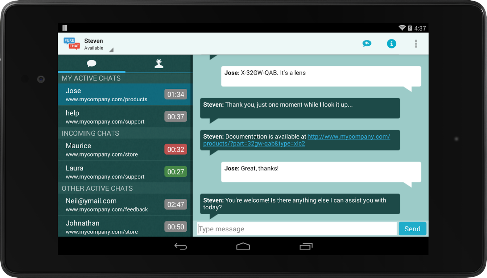 Pure Chat Free Live  Chat screenshot