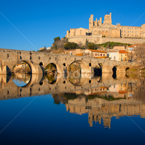 The Old Bridge and St. Nazaire Cathedral at Beziers by Paul Atkinson - Buildings & Architecture Bridges & Suspended Structures