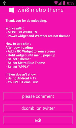 GOWidget - Win8 Pink Theme