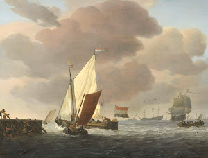 RIJKS: Willem van de Velde (II): Ships near the Coast in windy Weather 1707