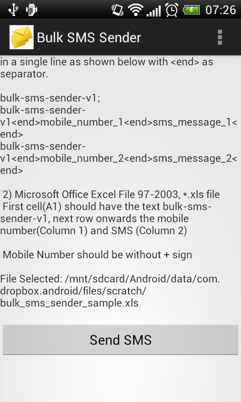 Bulk SMS Sender Screen 3